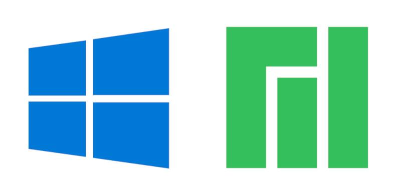 Les logo cde Windows 10 et de Manjaro côte à côte